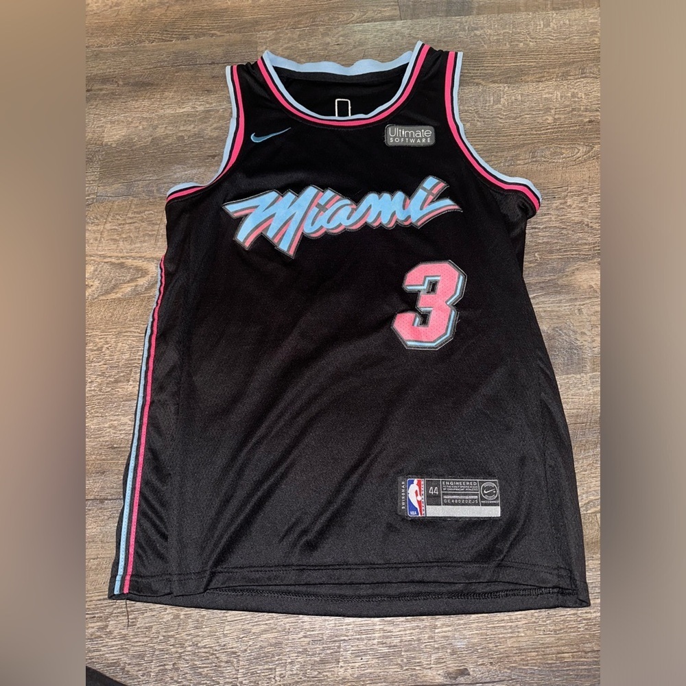 Nike NBA Miami Heat Dwyane Wade Black City Edition Sunset Vice Jersey Sz 44